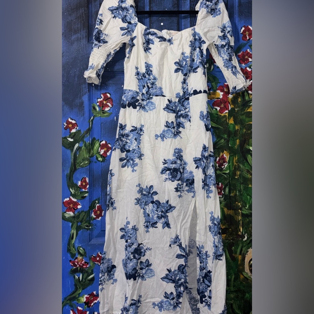 Miami Blue Floral Long Sleeve Dress